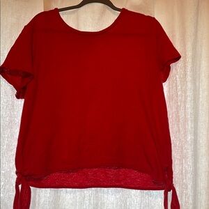Madewell Red Tie Front Boxy Short Sleeve Tee